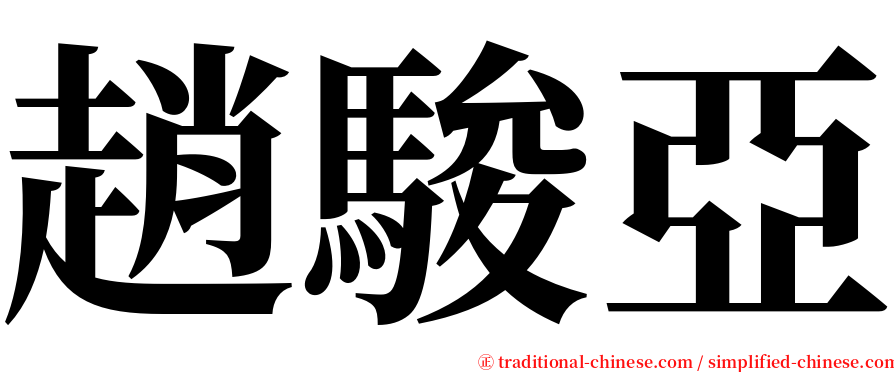 趙駿亞 serif font