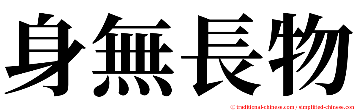 身無長物 serif font