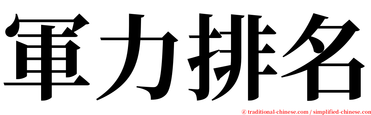 軍力排名 serif font