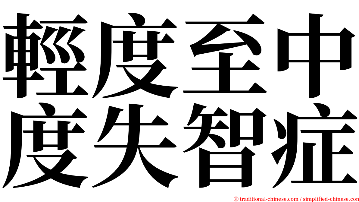 輕度至中度失智症 serif font