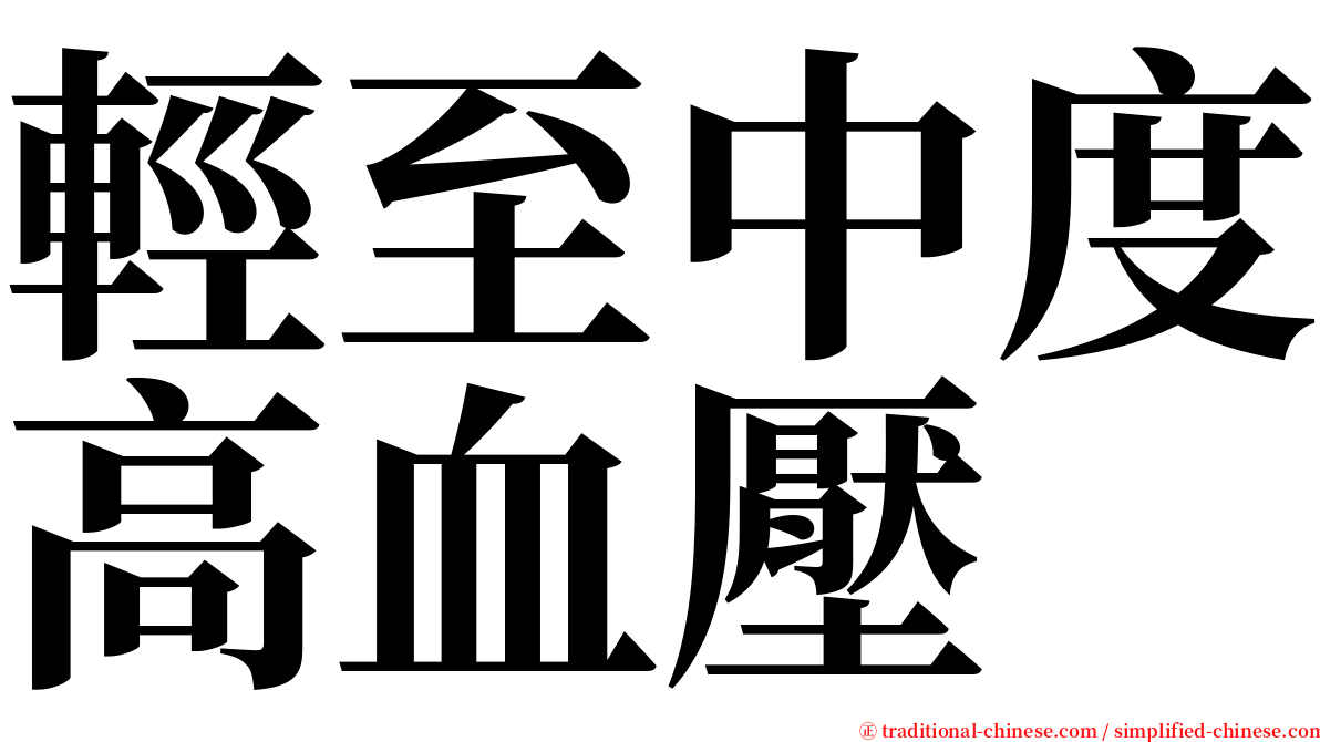 輕至中度高血壓 serif font