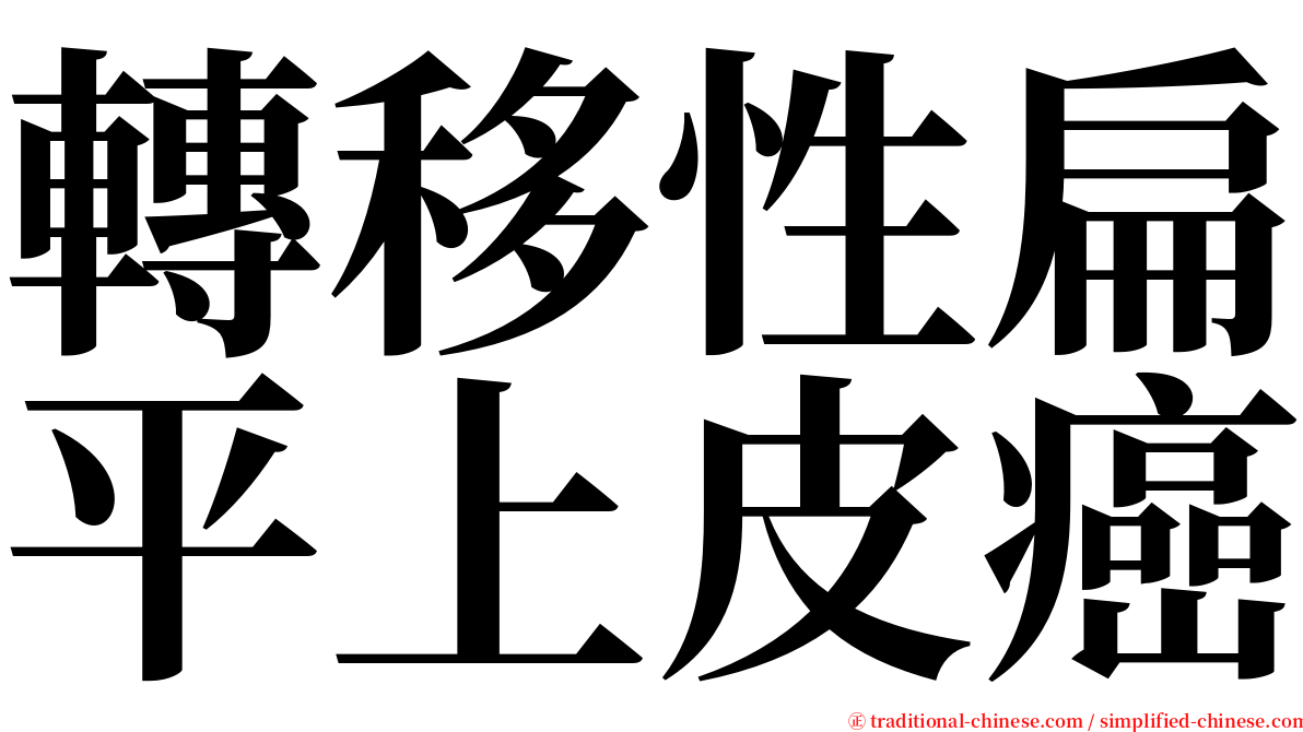 轉移性扁平上皮癌 serif font