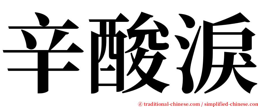 辛酸淚 serif font