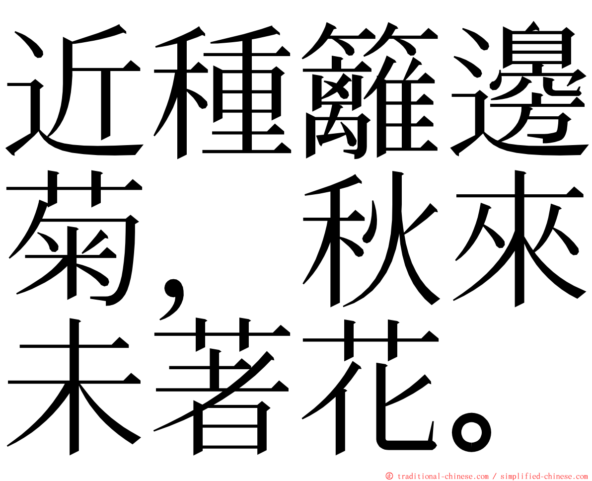 近種籬邊菊，秋來未著花。 ming font