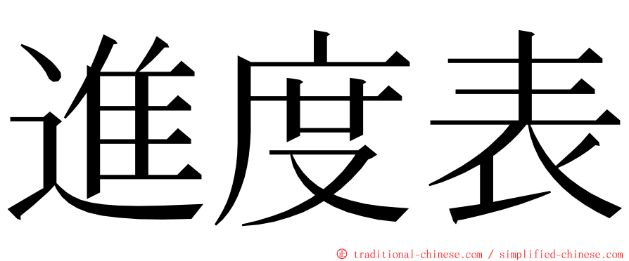 進度表 ming font