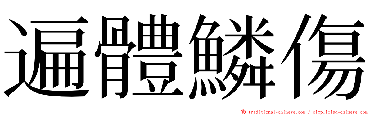 遍體鱗傷 ming font