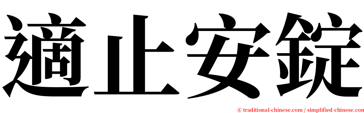 適止安錠 serif font