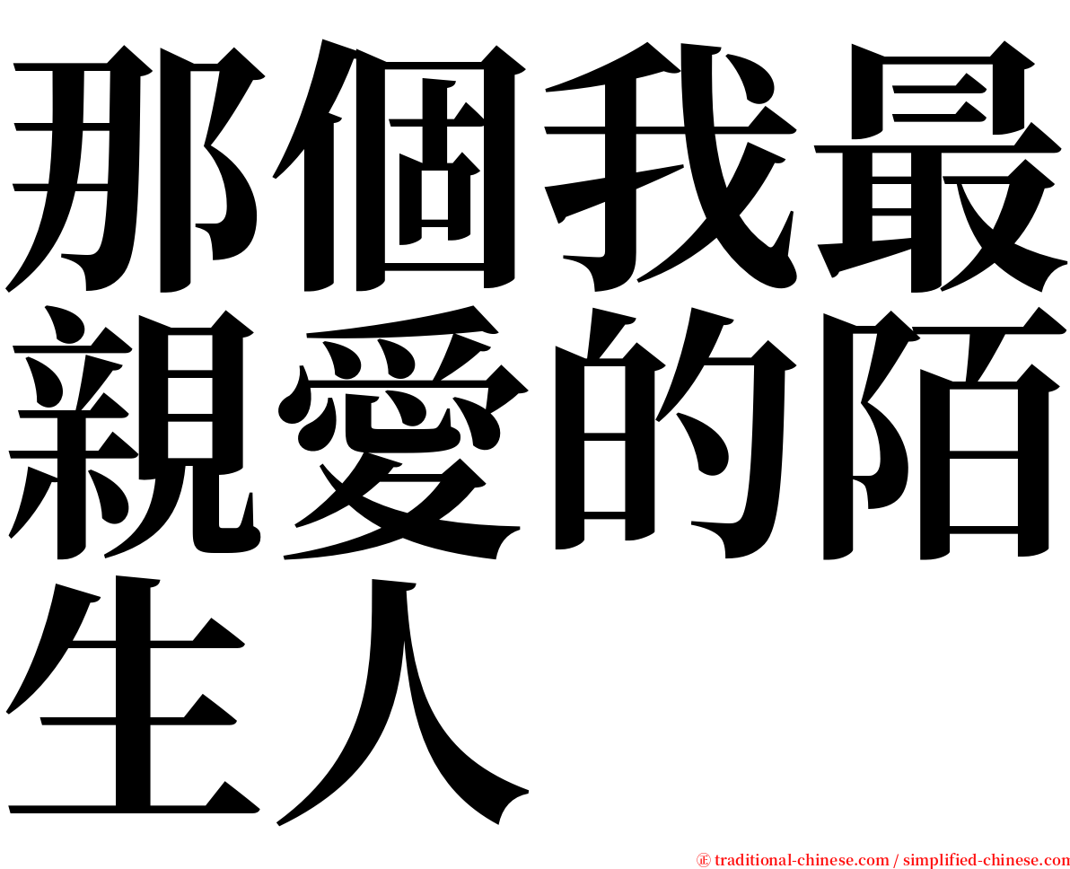 那個我最親愛的陌生人 serif font