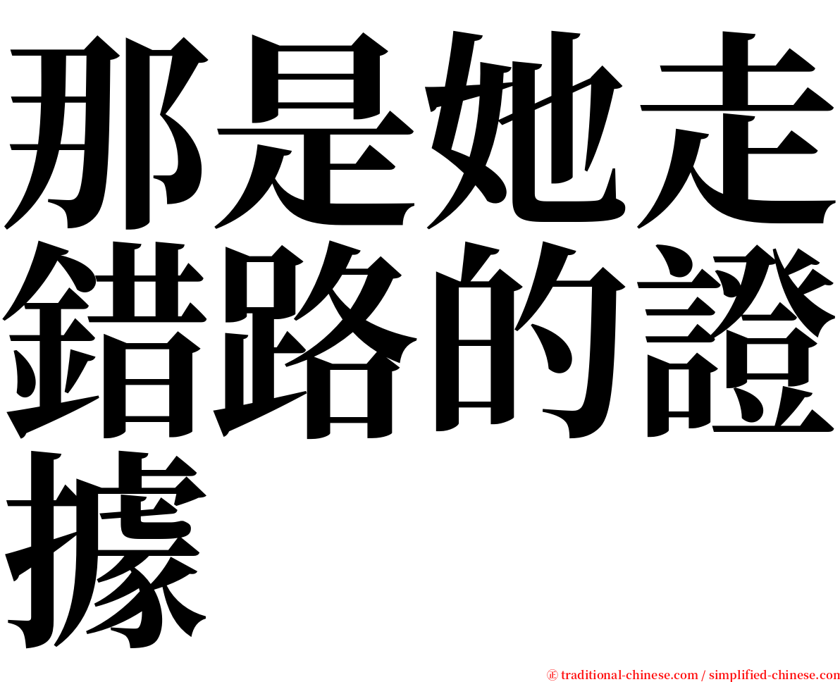 那是她走錯路的證據 serif font