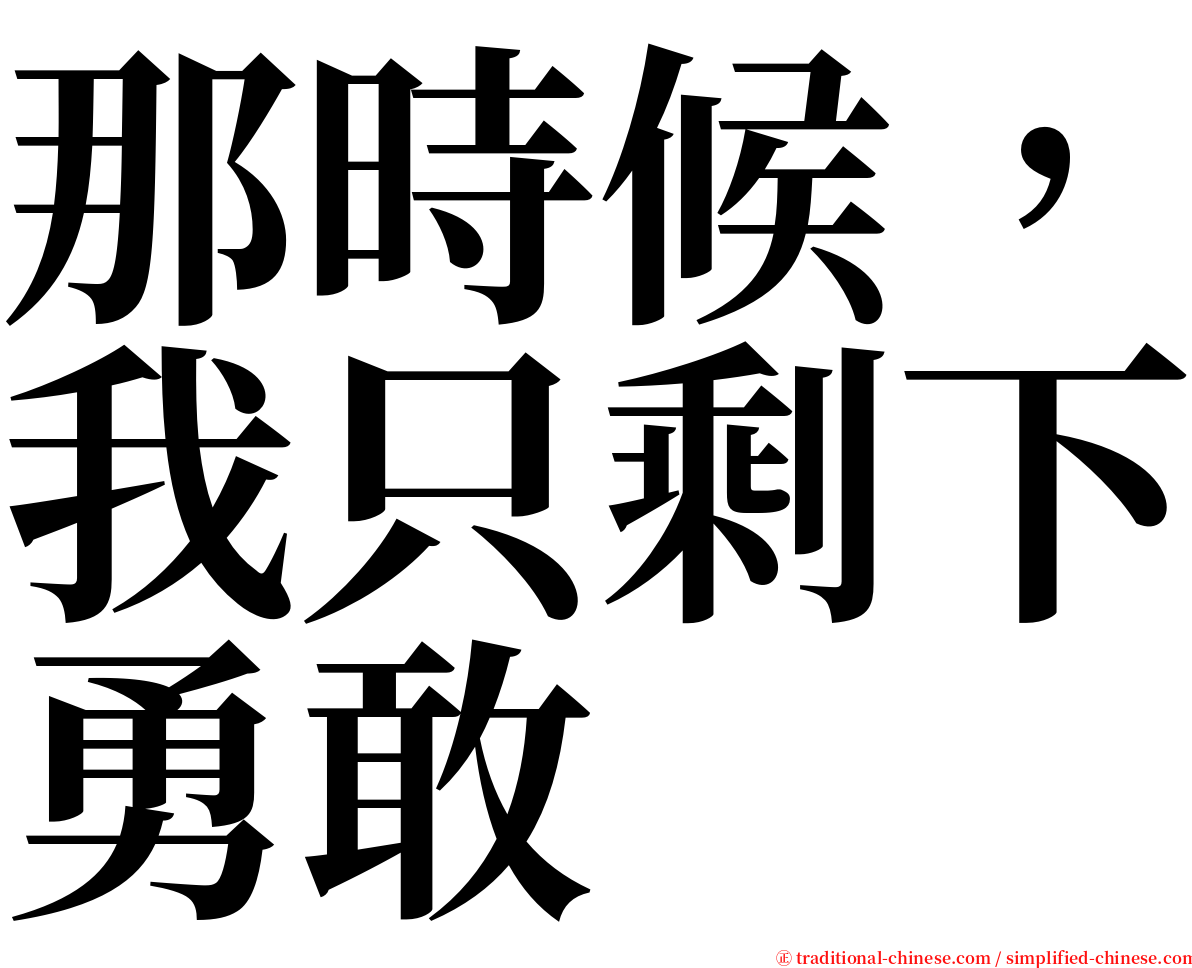 那時候，我只剩下勇敢 serif font