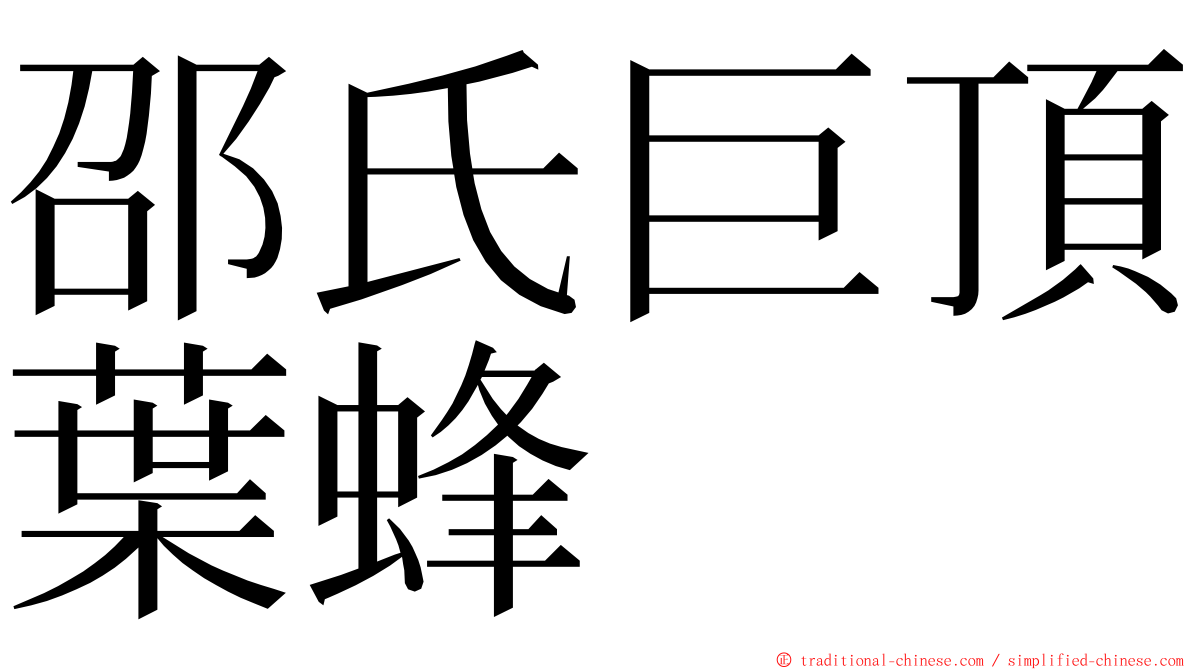 邵氏巨頂葉蜂 ming font