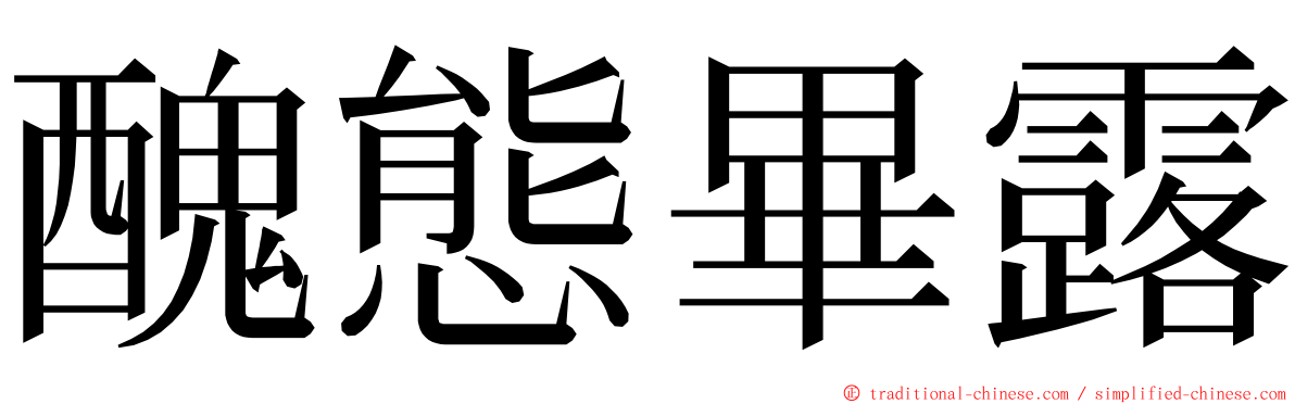 醜態畢露 ming font