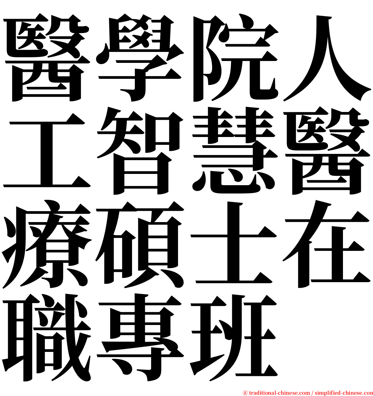 醫學院人工智慧醫療碩士在職專班 serif font