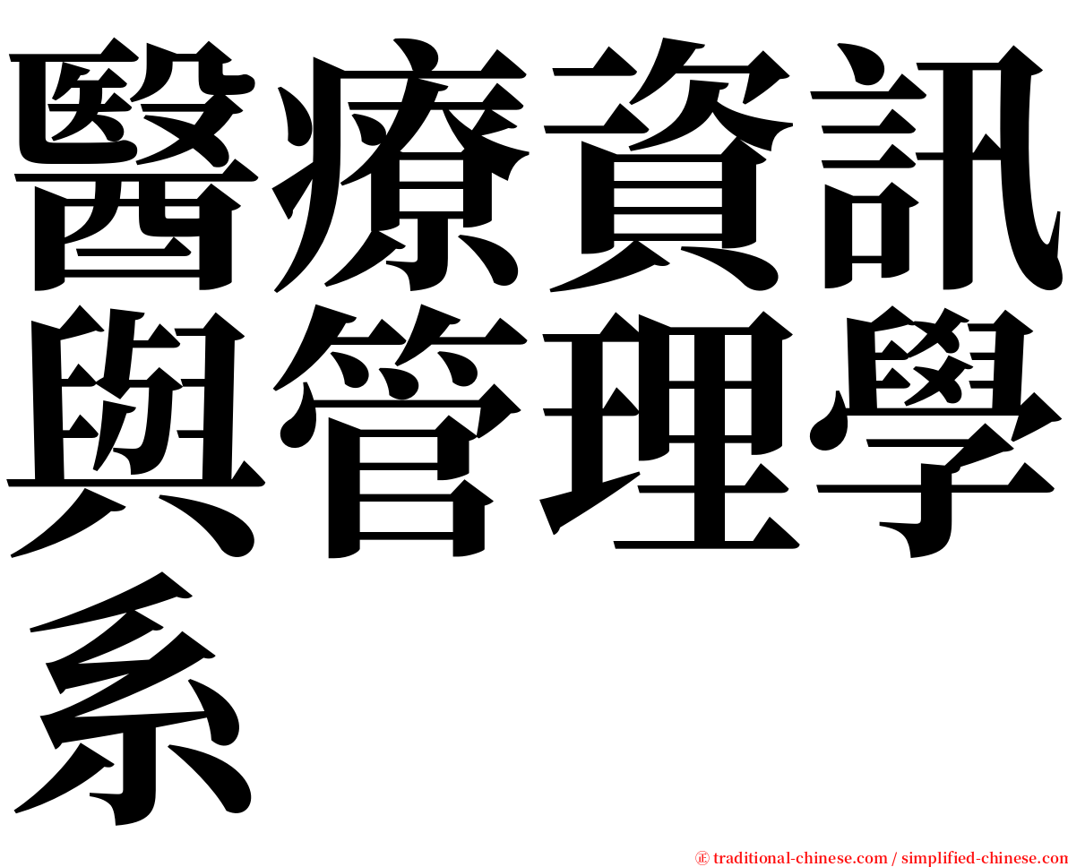 醫療資訊與管理學系 serif font