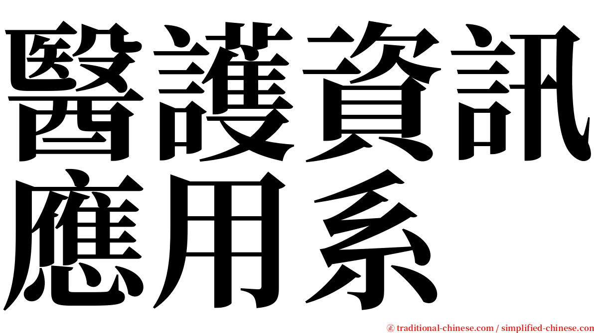 醫護資訊應用系 serif font