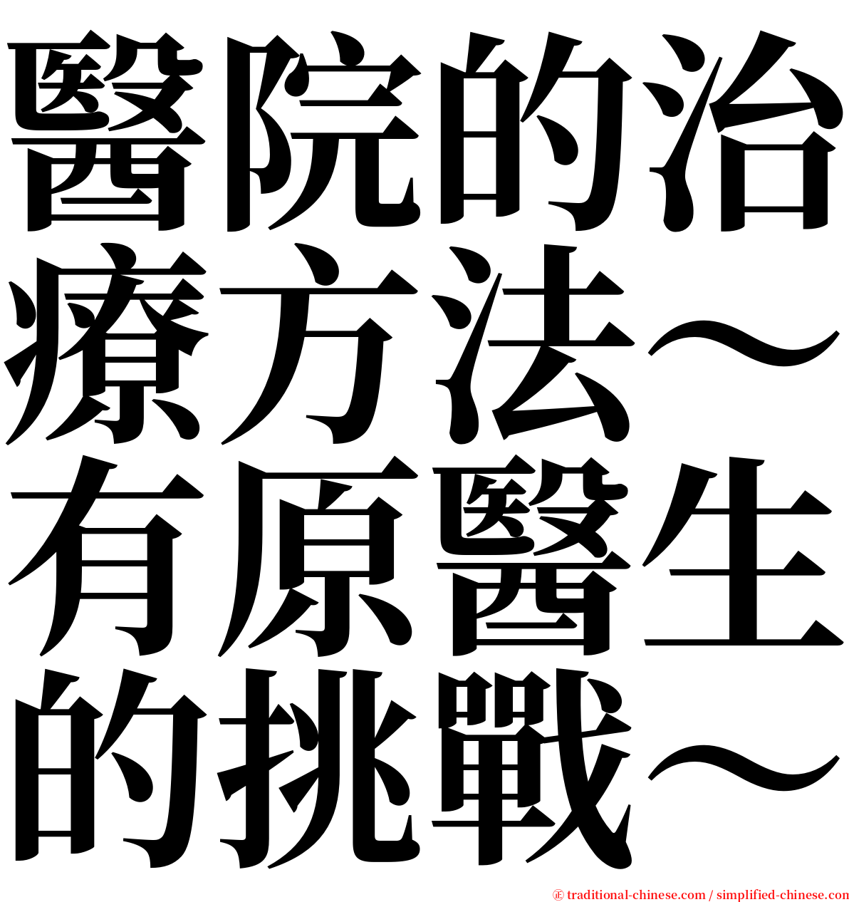 醫院的治療方法～有原醫生的挑戰～ serif font