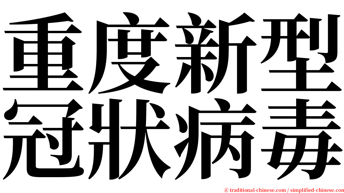 重度新型冠狀病毒 serif font