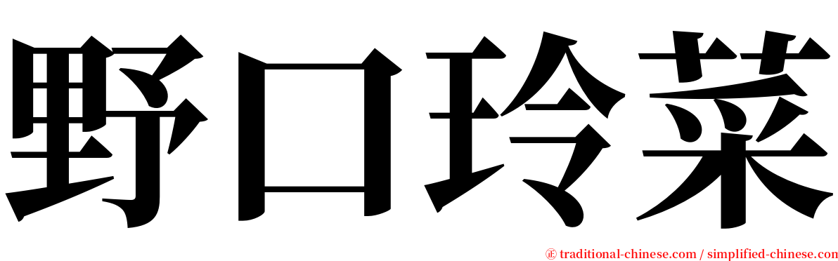 野口玲菜 serif font