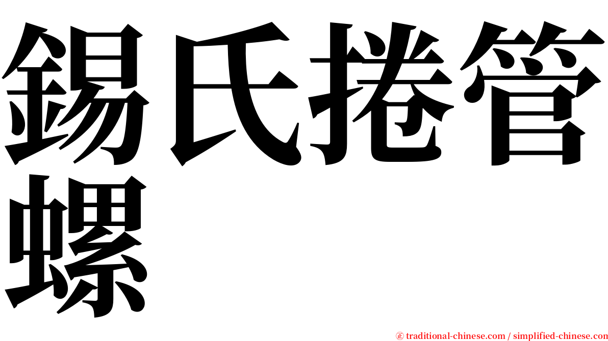 錫氏捲管螺 serif font