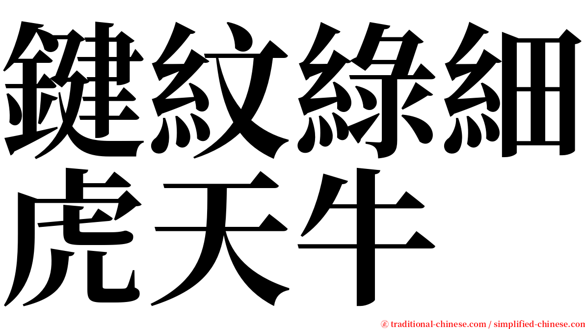 鍵紋綠細虎天牛 serif font