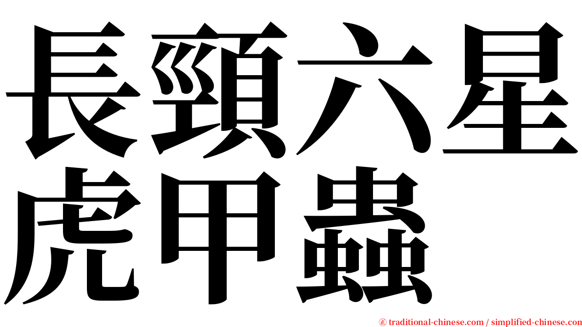 長頸六星虎甲蟲 serif font