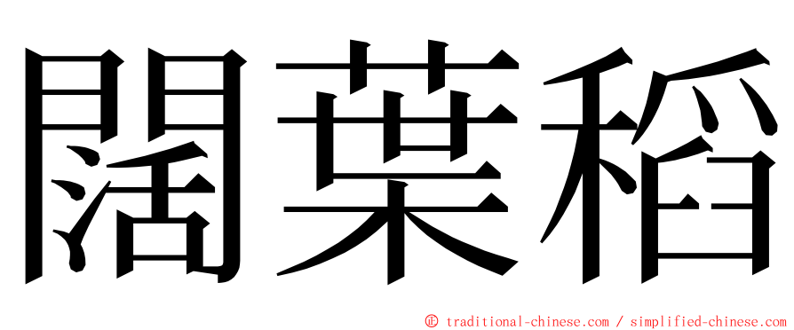 闊葉稻 ming font