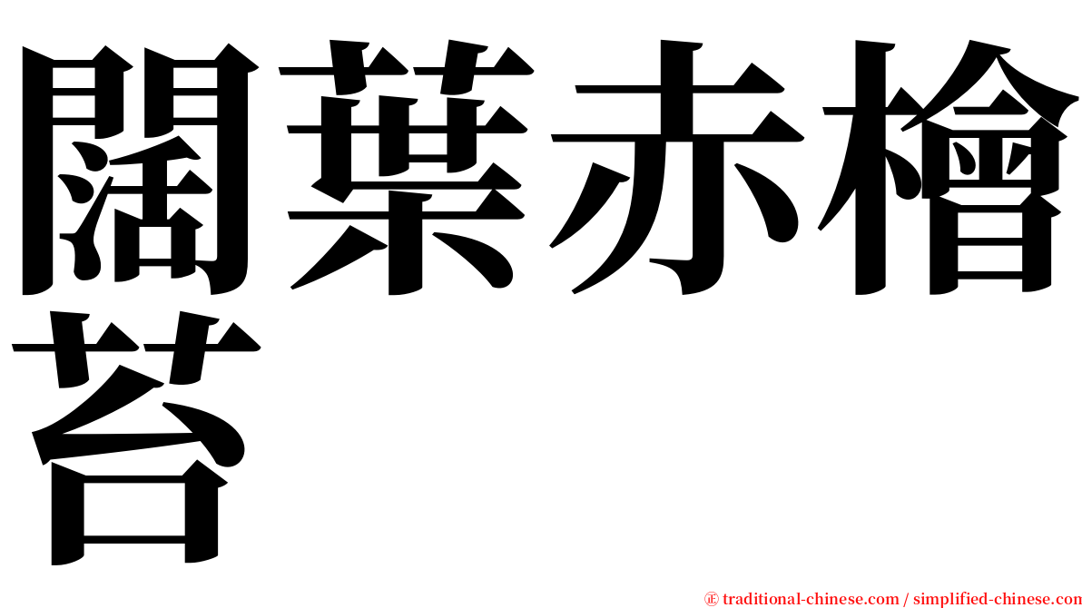 闊葉赤檜苔 serif font