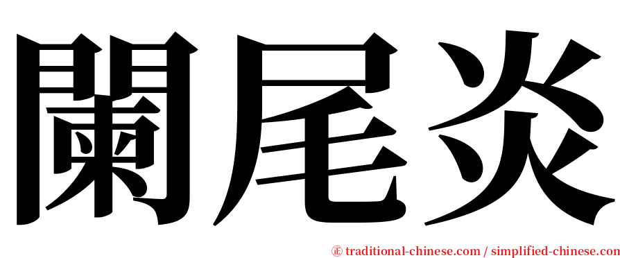 闌尾炎 serif font