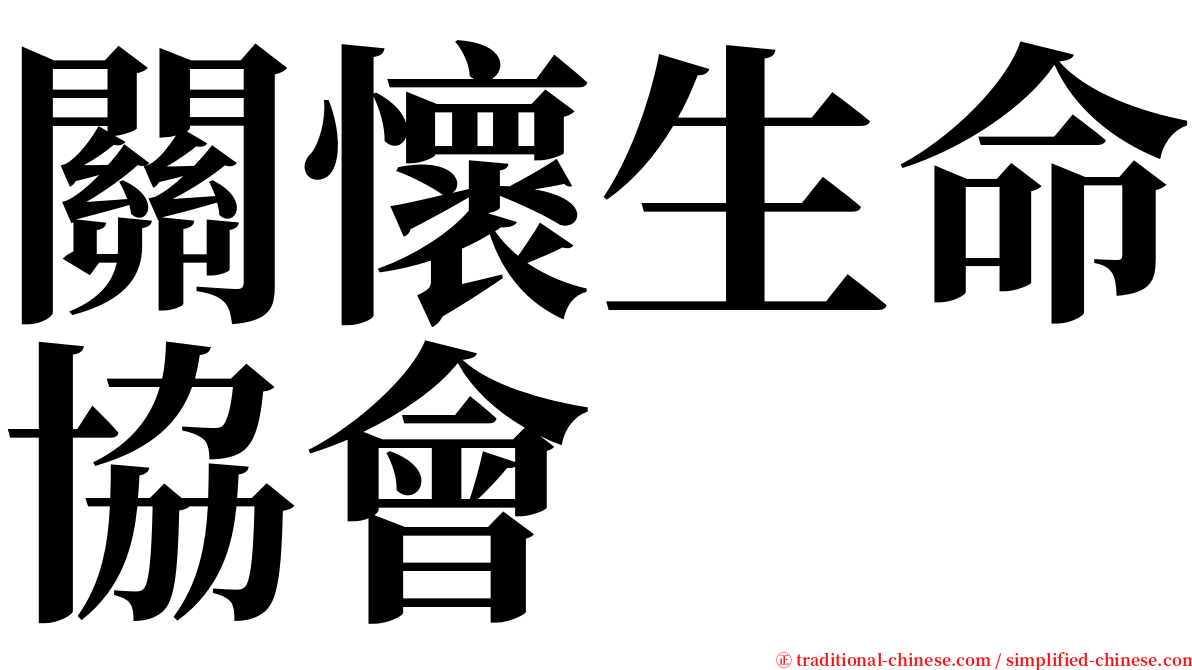 關懷生命協會 serif font