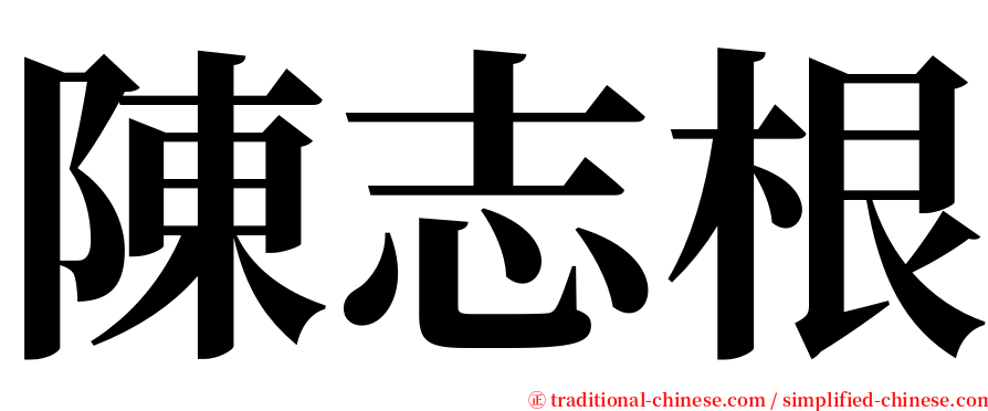 陳志根 serif font
