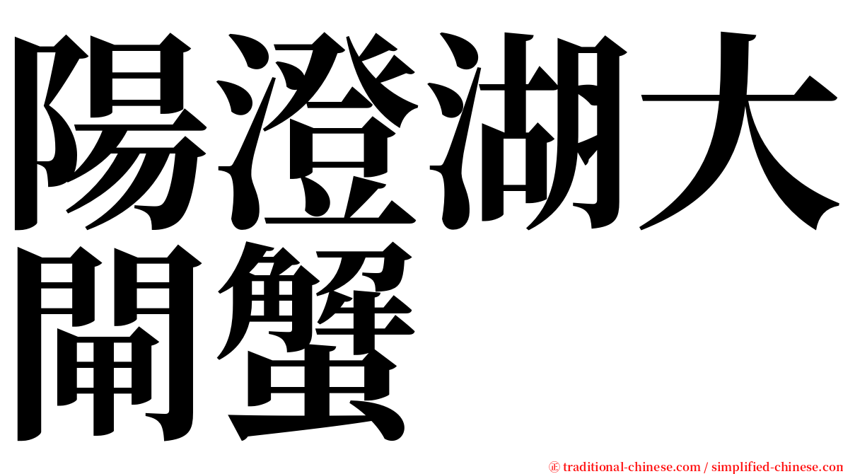 陽澄湖大閘蟹 serif font