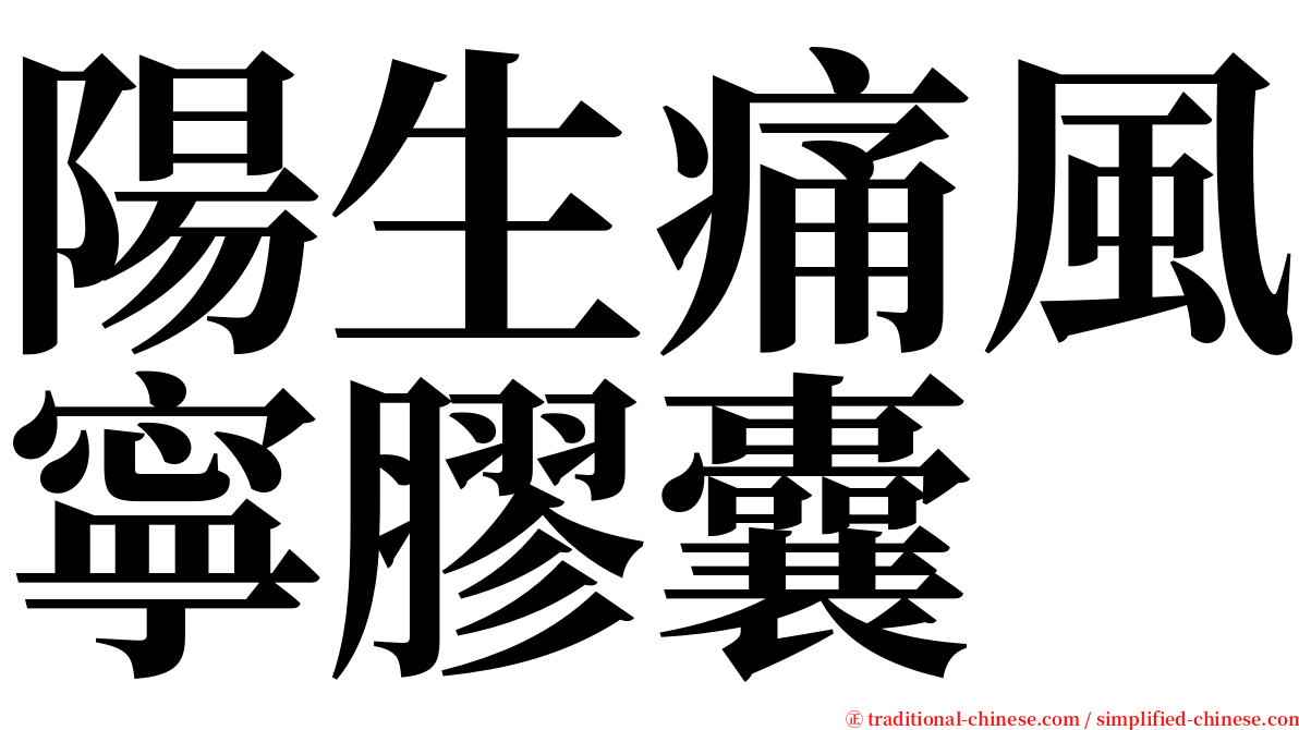 陽生痛風寧膠囊 serif font