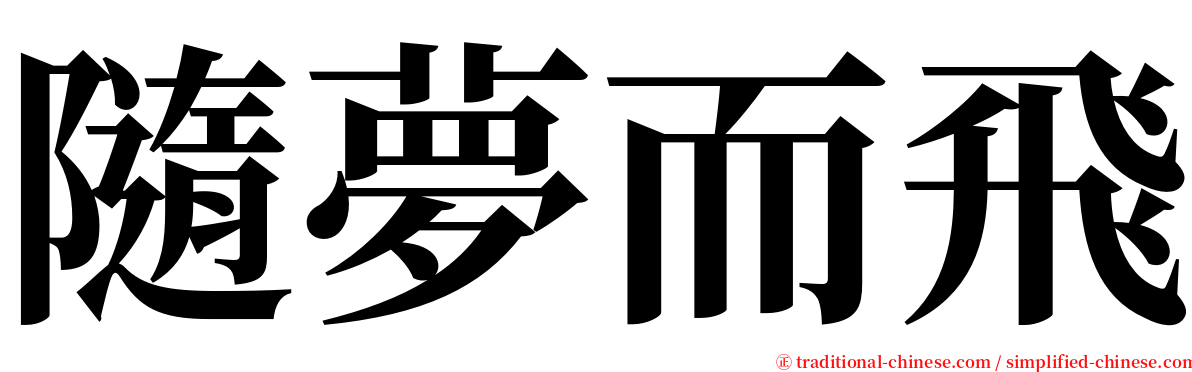 隨夢而飛 serif font