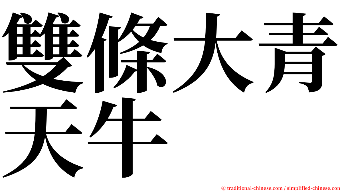 雙條大青天牛 serif font