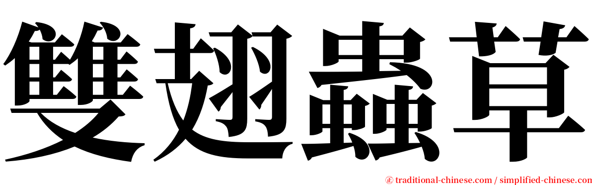 雙翅蟲草 serif font