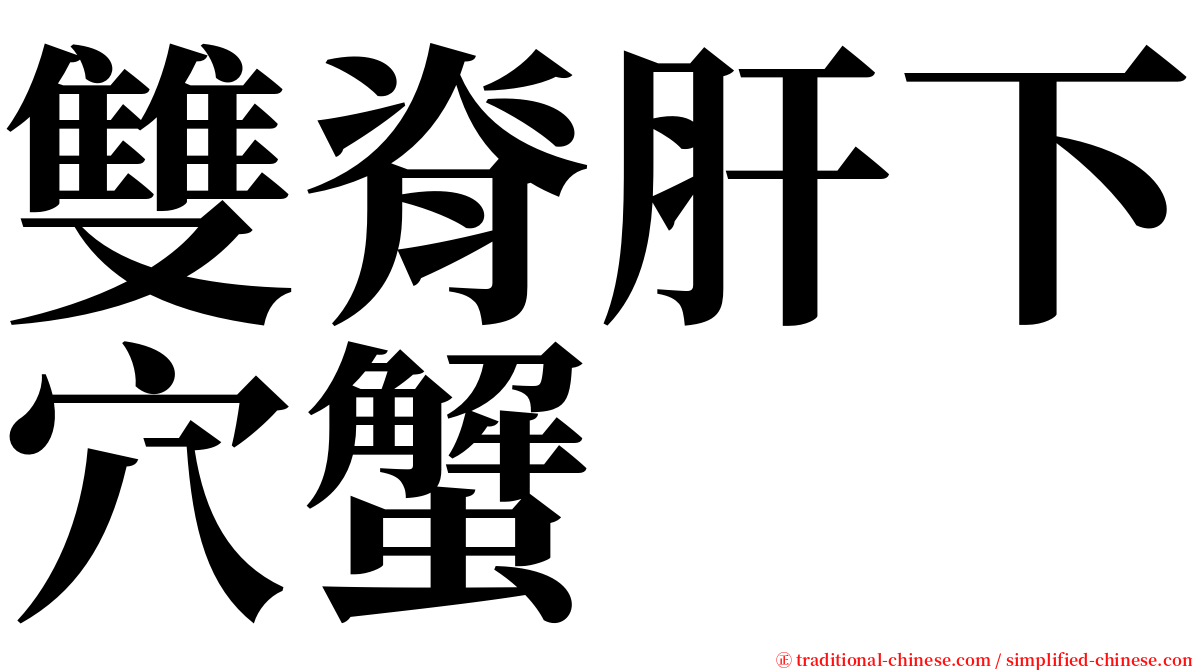 雙脊肝下穴蟹 serif font