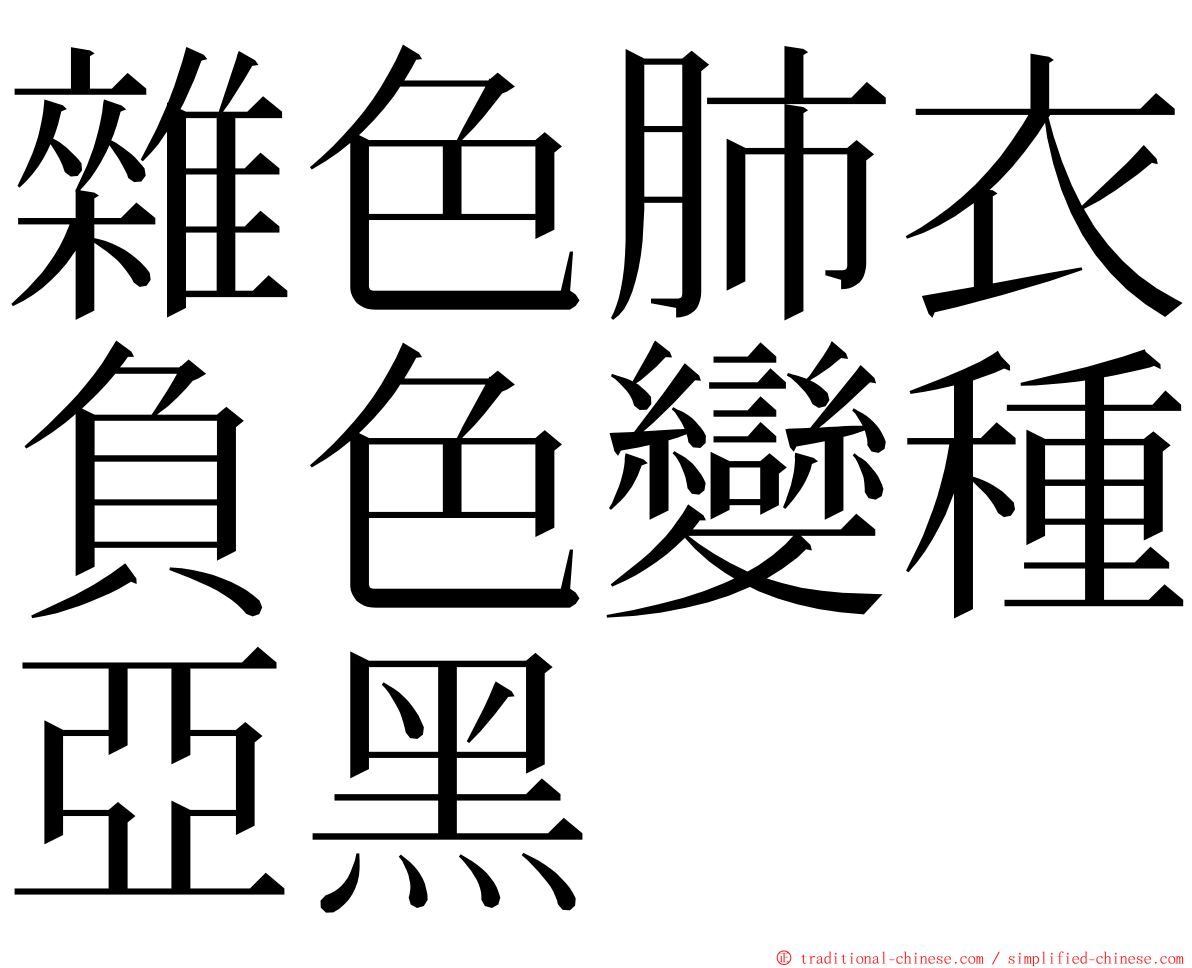 雜色肺衣負色變種亞黑 ming font