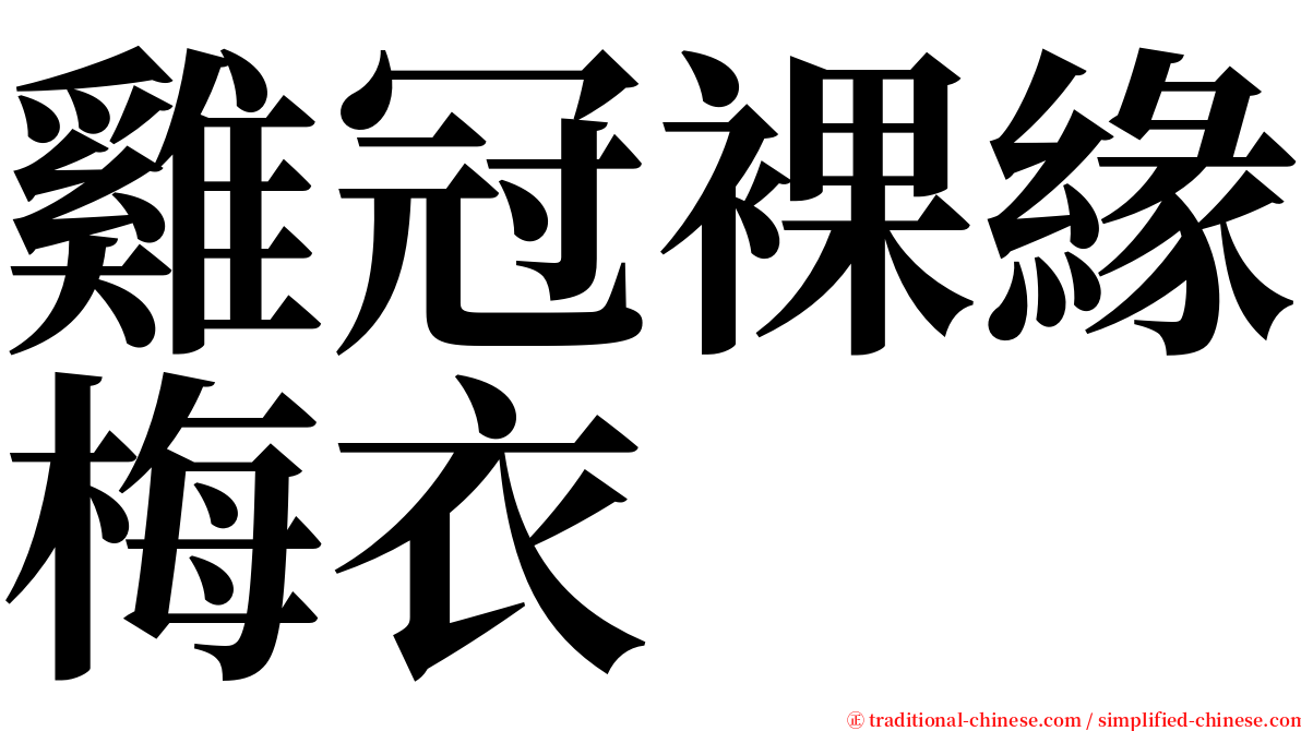 雞冠裸緣梅衣 serif font