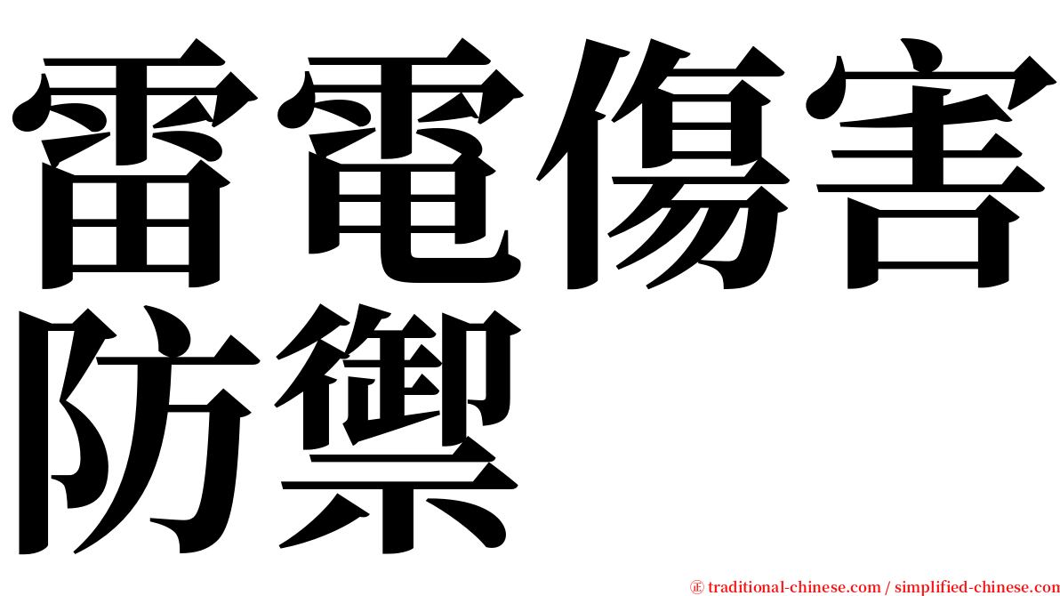 雷電傷害防禦 serif font