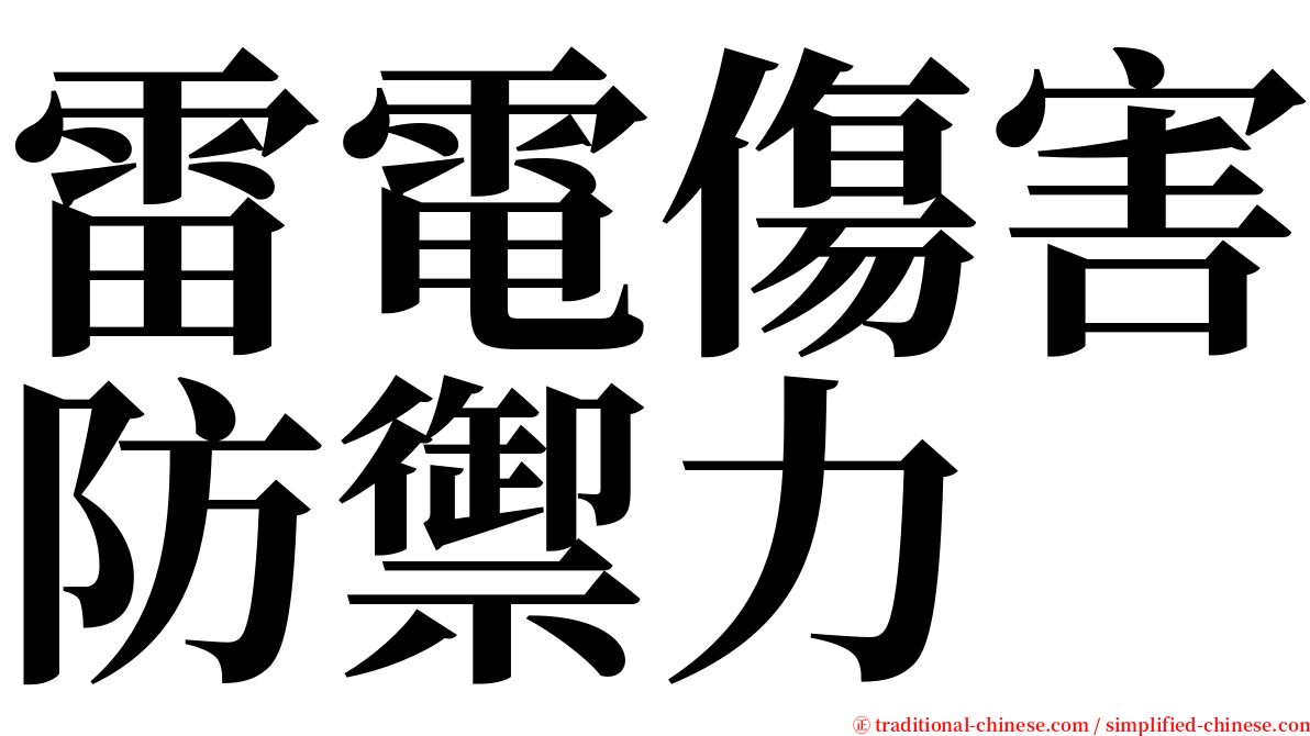 雷電傷害防禦力 serif font