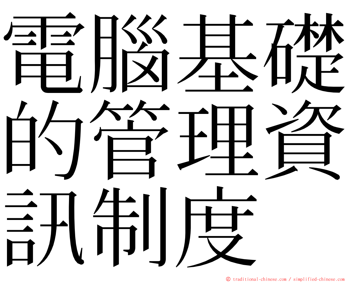 電腦基礎的管理資訊制度 ming font