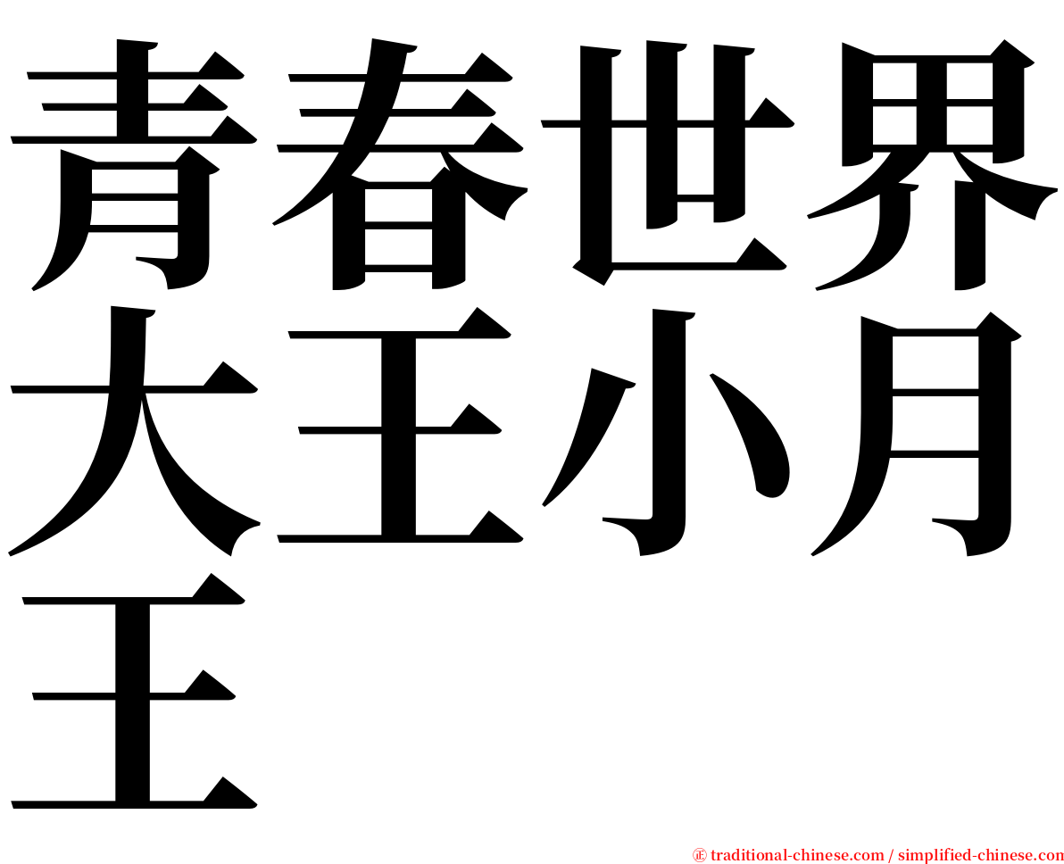 青春世界大王小月王 serif font