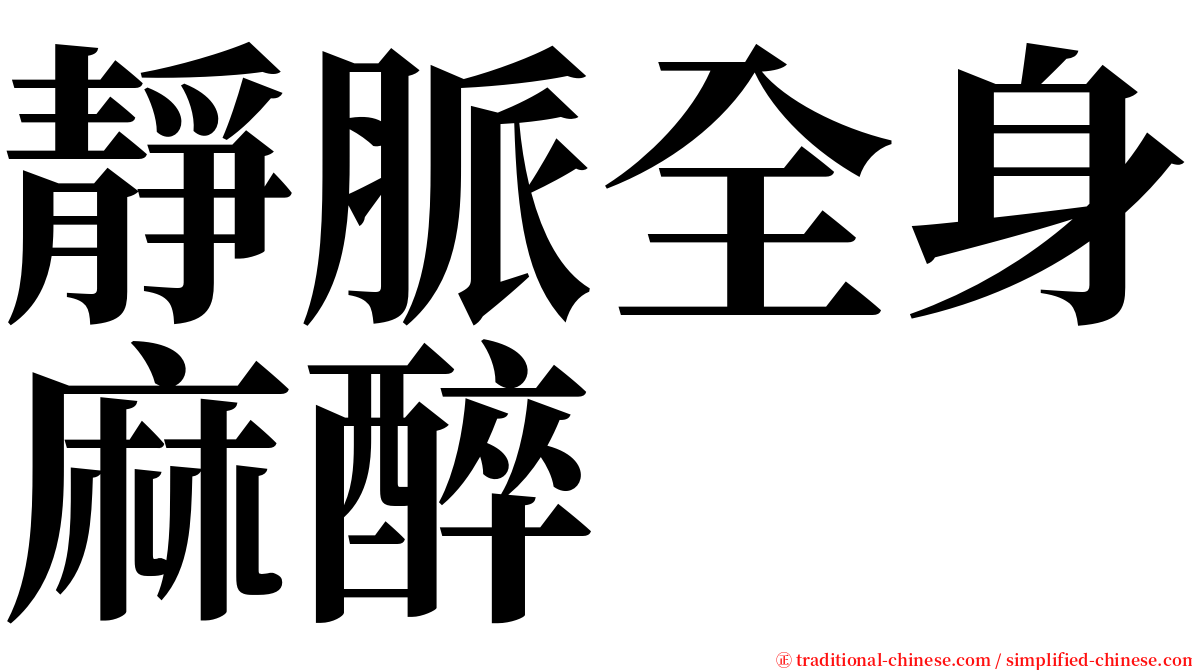 靜脈全身麻醉 serif font