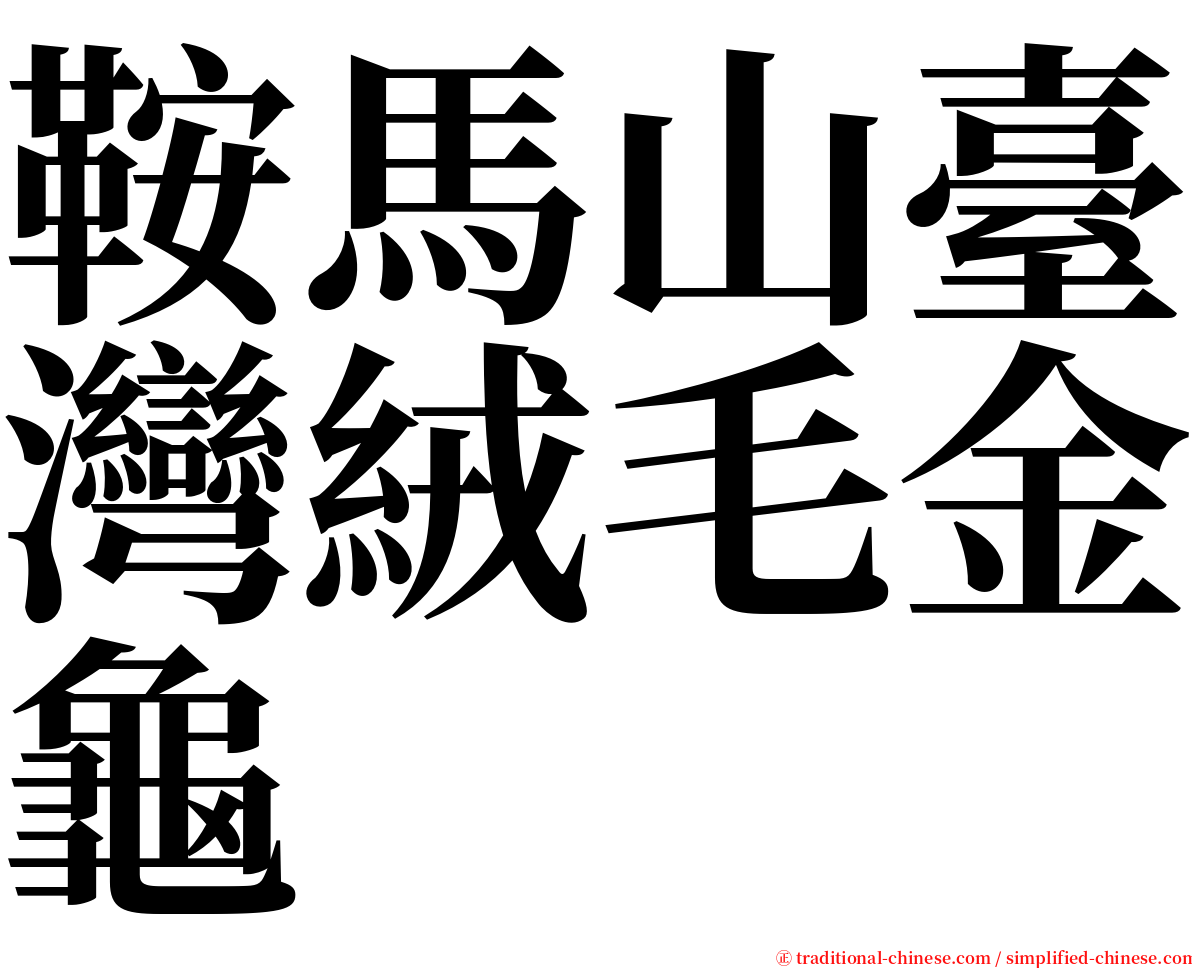 鞍馬山臺灣絨毛金龜 serif font