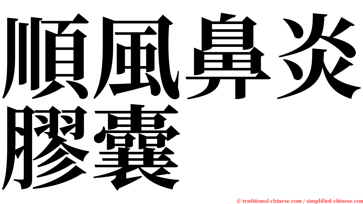順風鼻炎膠囊 serif font