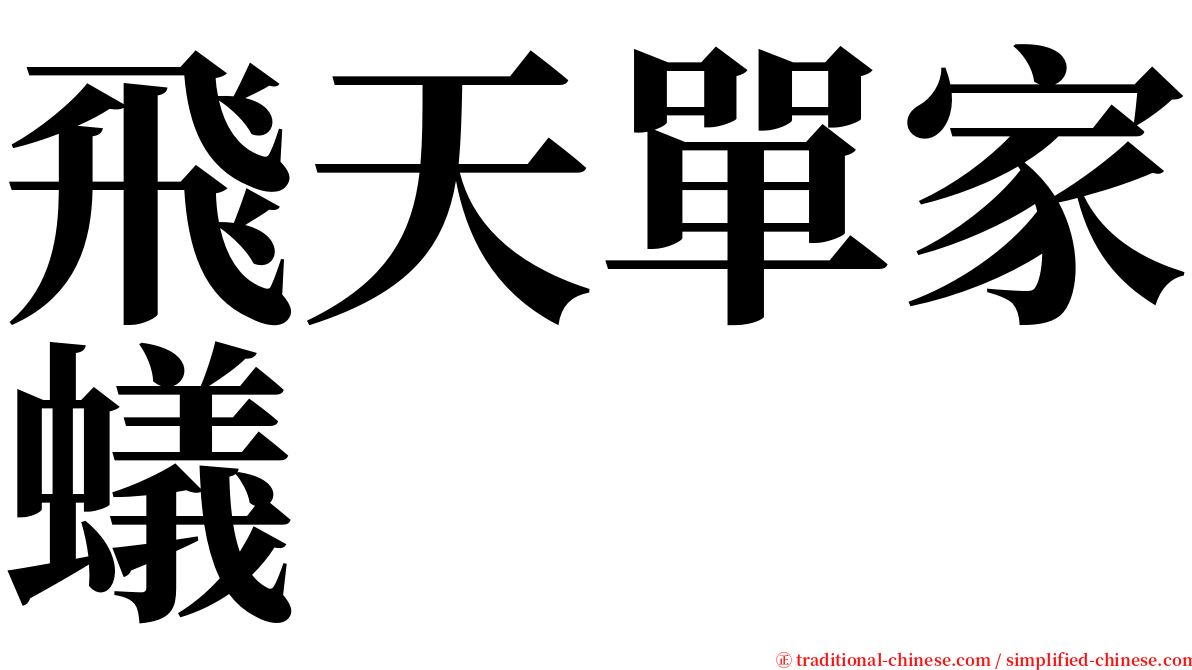 飛天單家蟻 serif font