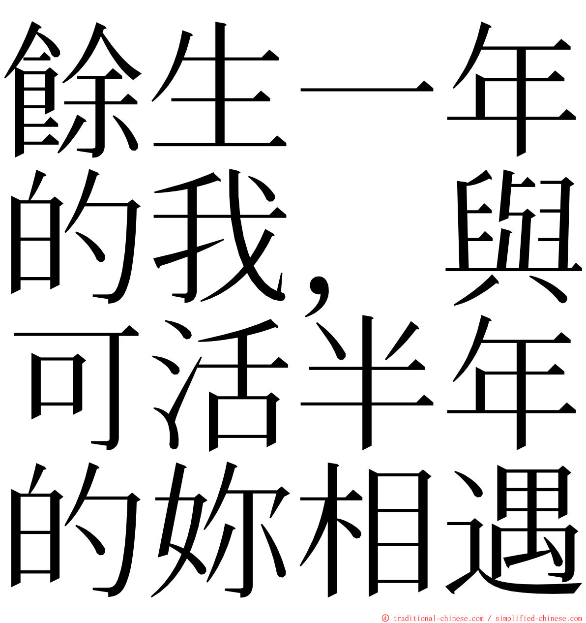 餘生一年的我，與可活半年的妳相遇 ming font