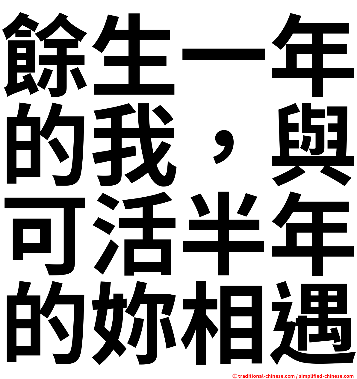 餘生一年的我，與可活半年的妳相遇