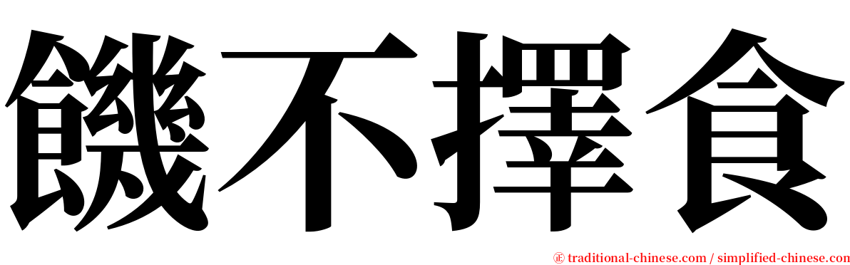 饑不擇食 serif font