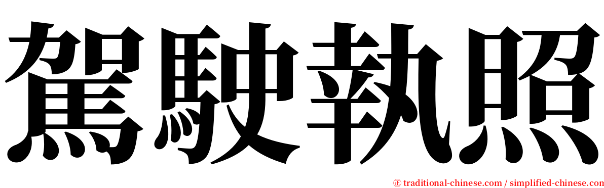 駕駛執照 serif font